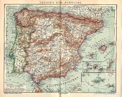 Mapa detalhado de portugal com mapas de cidades, aldeias, do campo, estradas e mapa de portugal. Peninsula Iberica Mapa Espana Y Portugal Siglo Sold At Auction 116705859
