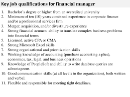 It can be modified to fit the specific financial manager profile you're trying to fill as a recruiter or job seeker. Financial Manager Job Description