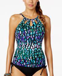 Swim Solutions High Neck Printed Tankini Top Swimwear Women Macy S Cutout Tankini High Neck Tankini Top Printed Tankini