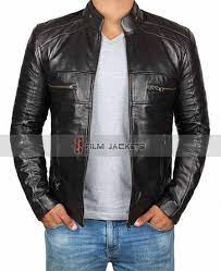 Austin Mens Lambskin Black Cafe Racer Leather Jacket Black Leather Jacket Men Cafe Racer Leather Jacket Casual Leather Jacket
