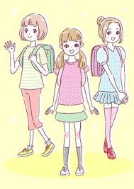 おしゃれな私服姿のランドセルの女子小学生のかわいいイラスト ランドセル イラスト イラスト かわいいイラスト