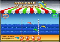 http://www.bbc.co.uk/skillswise/game/ma17frac-game-dolphin-racing-fractions