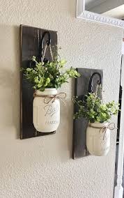 Mason Jar Hanging Planter Home Decor Wall Decor Rustic Decor Hanging Mason Jar Sconce Mason Jar Decor Hanging Planter With Greenery Handmade Home Handmade Home Decor Mason Jar Decorations