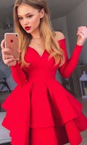 Illusion Neck Red Semi Formal Dress Short Prom Dress With Sleeves Shortpromdress Formal Dresses With Sleeves Satin Homecoming Dress Homecoming Dresses Long