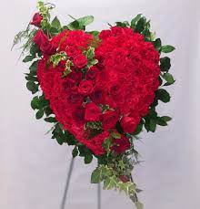 Red carnations mean deep love and admiration; Solid Heart Red Funeral Flowers In Chatham Nj Sunnywoods Florist
