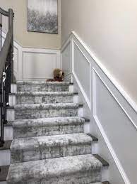 Custom Stair Runner Installation Of Our Oxford Street In Color Iced Mint Carpet Stairs Stairway Carpet Patterned Stair Carpet
