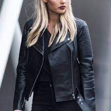 Ena Pelly Classic Black Biker Jacket Black Leather Biker Jacket Leather Jacket Girl Jackets