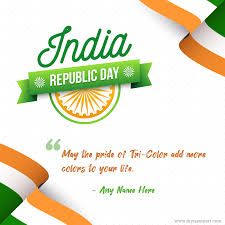 It honours the date on which the constitution of india came into effect on 26 january 1950 replacing the government of india act (1935) as the governing document of india and thus, turning the nation into a newly formed republic. Republic Day Of India Greeting Card With Name