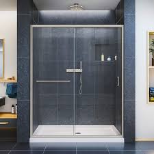 The exquisite look and sleek appearance add a posh feel to your bathroom. Shdr 0954720 04 Clear Glass In Brushed Nickel H Semi Frameless Sliding Shower Door Dreamline Infinity Z 50 54 In W X 72 In Kitchen Bath Fixtures Bathroom Fixtures