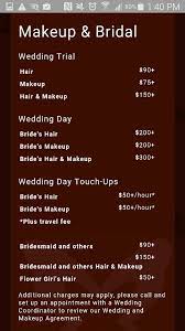 Examples Of Make Up And Bridal Pricing Packages Bridal Business Bridal Packages Wedding Biz
