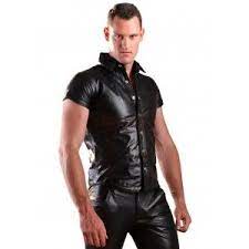 Leather Short Sleeve Shirt Stay Cool And Look Styish In This Shirt Black Leather Shorts Leather Jacket Men Leather Shirt
