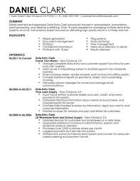 best data entry clerk resume example