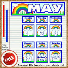 Free Printable May Classroom Calendar For School Teachers Classroom Calendar Classroom Calendar Set Classroom