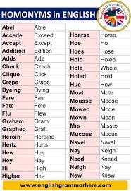 English List Of Homonyms Definition And Example Sentences Homonyms Are Words Have The Same Spelling And The Same Pronu English Grammar Homonyms English Words