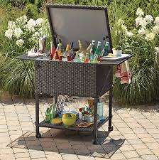 I'll just put it where it functions as a side table, and carry. Amazon Com Wicker Cooler Cart Outdoor Serving Cart With Wheels For Patio Bar And Classy Teak Look Backyard Entertaining Outdoor Serving Cart Urban Backyard