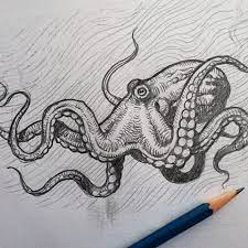 Little Octopus Doodle Maybe For A Tattoo Or Woodblock Print Or Letterpress Tshirt Or Perhaps Just A Octopus Drawing Octopus Sketch Octopus Painting