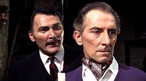 Torture Garden" 1967. A great cast makes this worthwhile. Outstanding, as  ever, Peter Cushing (check his index finger) and the great Jack Palance.  Especially I enjoyed Michael Ripper going berserk.