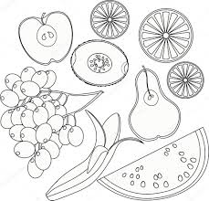Disegni Piselli Set Di Disegni Da Colorare Frutta Anguria Arancio