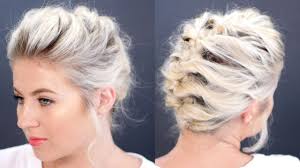 Whether you want a tight and formal top knot, or a messy and loose top knot, they are all adorable and a perfect go to. Short Hair Tutorial Updo Less Than 5 Minutes Milabu Youtube