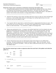 Geometry Worksheet 2 1 Name Inductive And Deductive Reasoning