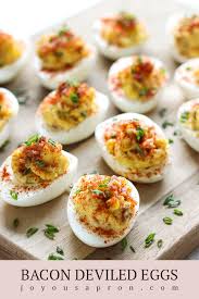 Bacon Deviled Eggs A Light Simple Budget Friendly Appetizer That Can Be Made Ahead Of Time Perfect For Memorial Da Bacon Deviled Eggs Recipes Deviled Eggs