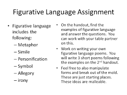 Figurative language is the use of descriptive words, phrases and sentences to convey a message that means something without directly saying it. Creative Writing Thursday December 15 Today S Learning Targets Identify Figurative Language Use Figurative Language In Your Own Writing Ppt Download