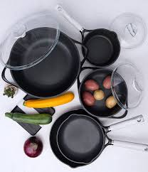 Amazon Com Fleischer Wolf Athens Series Cookware Set 10 Piece Non Stick Coating In Black Color Oven And Gril Kitchen Safe Pots And Pans Sets Kitchen Pot