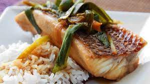 Striped Bass Poached In Spicy Soy Sauce Recipe Recipe Recipes With Soy Sauce Spicy Soy Sauce Recipe Cooking Salmon