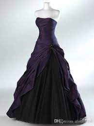 Purple And Black Ball Gown Gothic Wedding Dresses For Brides Strapless Grey Floor Length Act Purple Wedding Dress Organza Bridesmaid Dress Gothic Wedding Dress