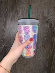 Pineapples Insulated Iced Coffee Cozy Cup Sleeve Etsy Coffee Cup Sleeves Coffee Cozy Insulated Coffee Cups