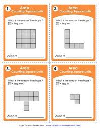 Counting Square Units Task Cards Area Worksheets Area And Perimeter Maths Area