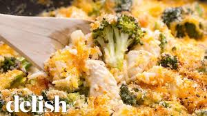 Also known as broccoli gratin, this is arguably the ultimate way to consume tons and tons of broccoli! Cheesy Chicken Broccoli Bake Delish Youtube