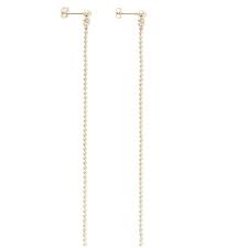 Alice Eden Long Gold Ball Chain Drop Earrings 100 Liked On Polyvore Featuring Jewelry Earrin Long Chain Earrings Gold Chain Earrings Long Post Earrings