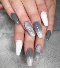 Grey and white design nails. Pin On Claws Nails