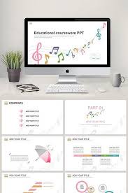 Simple Musical Notes Music Education Courseware Ppt Template Download Pikbest Powerpoint Ppt Powerpoint Music Education