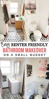 How To Makeover Your Bathroom On A Budget Without Losing Your Deposit Rental Dec Rental Bathroom Makeover Small Apartment Bathroom Apartment Decorating Rental