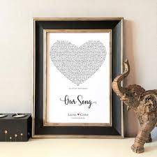 Personalised Our Song Print Unique Gift Heart Wedding Etsy First Wedding Anniversary Gift Paper Gifts Anniversary Wedding Song Gift Ideas