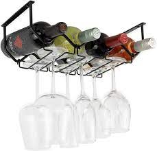 The demand for stainless steel kitchen cabinets and stainless steel modular kitchen cabinets continues to grow in the market. Amazon Com Wallniture Piccola Under Cabinet Wine Rack Glasses Holder Kitchen Organization With 4 Bottle Organizer Metal Black Home Improvement