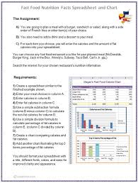 excel fast food nutrition facts k 5 computer lab