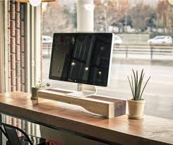 Wooden Monitor Stand Vintage Style Riser Large Table Drawer Organizer Computers Tablets Networking Monitors P Monitor Stand Art Studio At Home Cozy House