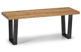 The trestle base combined with the antique finish adds a classic theme that's sure to make a statement in your home. Abdabs Furniture Brooklyn Solid Oak Dining Bench With Gunmetal Legs