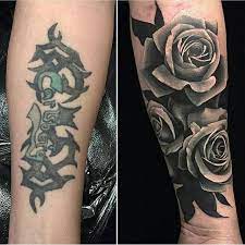 A dark tree tattoo is a good option to cover up tattoos. 150 Cover Up Tattoos Ideas For Man And Woman 2019 Tatowierungen Tattoos Oberarm Cover Up Tattoo Unterarm