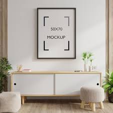 Download Frame Mockup On Cabinet In Interior For Free In 2020 Living Room Poster Frames On Wall Frame Mockups