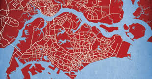 Singapore City Prints Map Art Map Art City Map Art Map Wall Art