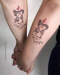 Here, we can see that two disney characters have been tattooed on the thumb fingers. 23 Best Matching Couple Tattoos To Show Your Love Stayglam
