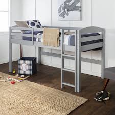 Manor Park Solid Wood Junior Twin Low Loft Bed Grey Walmart Com In 2020 Low Loft Beds Loft Bed Twin Loft Bed