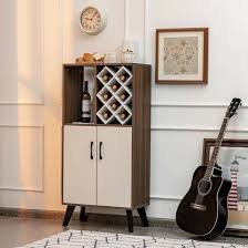 Wine racks and bottle holders can be made of a variety of woods, iron, stainless steel, glass, plastic, or a combination of any of the. Corrigan Studio Bar Cabinet Wooden Buffet Sideboard Storage Cupboard With Wine Rack Wayfair