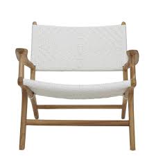 Wood is another option that offers a cozy, warm aesthetic but requires more maintenance in order to protect it from the elements. Diamond Weave Rattan Teak Lounge Chair The Grey House