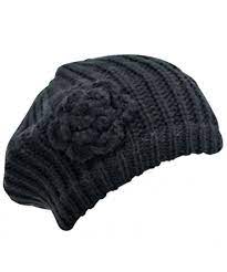 Feminine Rosette Knit Beret Hat Scarf Set Black Cy110jonvxr Scarf Set Beret Hat Knitted Beret