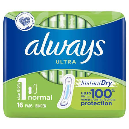 Always Sanitary Towels Size 1 Ultra Normal 16 per pack | British Online